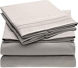 Mellanni Bed Sheet Set - Brushed Microfiber 1800 Bedding - Wrinkle, Fade, Stain Resistant - Hypoallergenic - 4 Piece (Full, Light Gray)