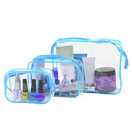 pethot 3pcs impermeable transparente PVC de aseo de cosméticos de viaje bolsa de maquillaje wash bolsa Kit