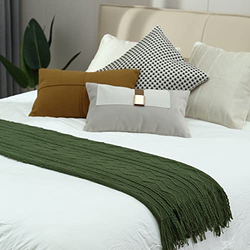 Crevent Knitted Decorative Throw Blanket For Couch Sofa Chair Bed，Soft Warm Cozy Light Weight For Spring Summer Fall (50''X60'' Midnight Green) #TOP3