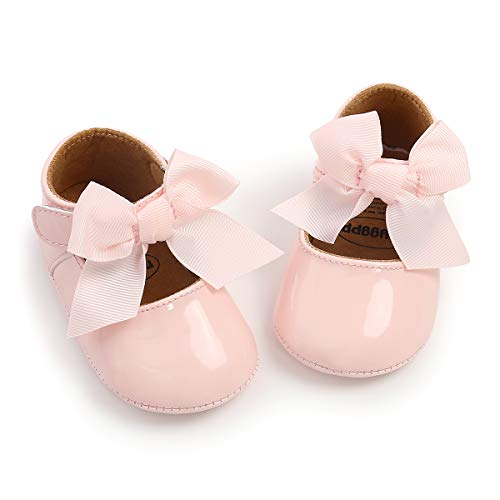 Image of Miamooi Infant Baby Girls Wedding Dress Shoes Bow Ballet Princess Mary Jane Flats Toddler First Walkers Sneaker Newborn Crib Baptism Shoes
