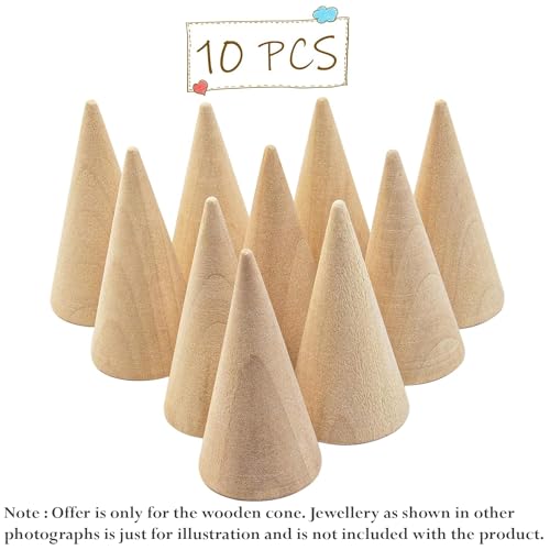 Image of 10 Pcs Wooden Ring Cone Holder Display Stands