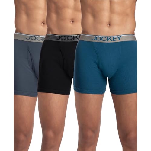Image of Jockey 8009 Men's Super Combed Cotton Rib Solid Boxer Brief with Ultrasoft Waistband (Pack of 3)