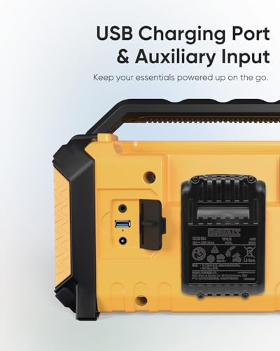 Inwa Jobsite Bluetooth Speakers Compatible with DeWalt 20V/FLEXVOLT & Milwaukee M18 Battery, 60W Portable Outdoor Wireless Boombox w/Bass, RGB Lights, Loud Speaker for Worksite/Workshop/Garage(Golden) - image 8