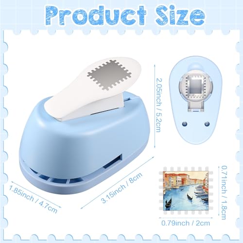 Image of Postage Stamp Punch, Stamp Puncher Tool, for Crafting Paper Crafting Scrapbooking DIY Card Making Arts Crafts Supplies, Finished Product 1.8 x 2 cm (Blue)