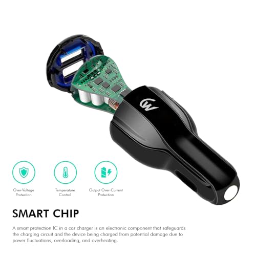 Image of 33W Dual Port Car Charger, QC 3.0 Fast Charging, USB-A 18W + 15W, DC 12V-24V Input, Advanced Safety Protection (Black)