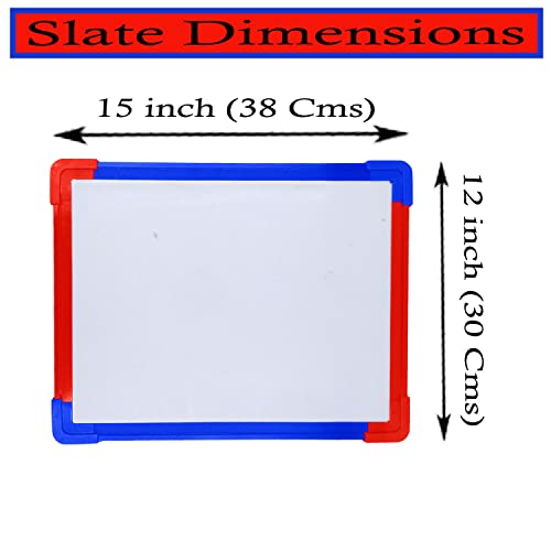 Image of Eduway Glossy Marker Surface 2 in 1 Whiteboard + Green Chalk Board Slate On Back Side, Best for Kids Learning and Office Use (Size:15x12 Inch | 38x30 cms)