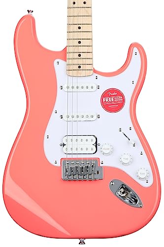 Squier Sonic Stratocaster HSS Electric Guitar Essentials Bundle - Tahitian Coral