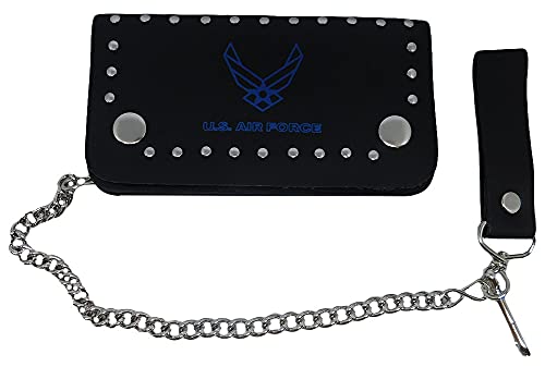 U.S. Air Force Wings Black Wallet With Chain (6.5 inch) Men Women Unisex