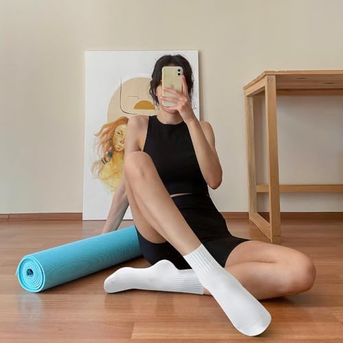 Image of 6 Pairs Pilates Socks with Grips for Women-Non-Slip Yoga Socks for Ballet Dance Barefoot Workout Pregnant Crew Socks