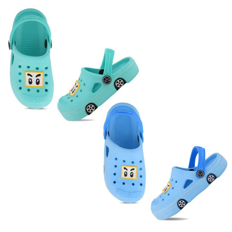 SMARTOTS Pack of 2 Car Design Kids Clogs for Daily Use, Kids Eva Sandals for Boys and Girls with Adjustable Sling Back Strap Green & SkyBlue Size-9C (B0CWLJLC5S) Amazon Price History, Amazon Price Tracker