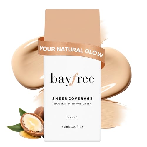 bayfree Glow Skin Tinted Moisturizer, Crema Hidratante con Color, Cobertura Ligera y Transparente, Acabado Natural y Modulable, Larga Duración con Beneficios Hidratantes, Vegano