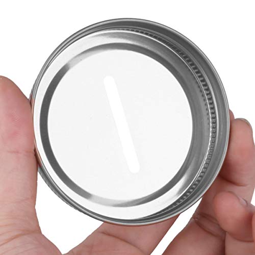 Chictry 8Pcs Coin Slot Bank Lid Inserts Stainless Steel Polished Rust Resistant Mason Jar Canning Jars Lid Change Bill Storage Jars Lid Silver 70Mm #TOP2