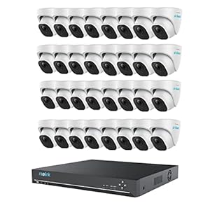 REOLINK 4K Security Camera System with Human/Vehicle/Pet Detection, 1X Reolink 36ch Network Video Recorder, 3 HDD Bays, No HDD Included, Bundle 32X RLC-820A 4K Security Cameras