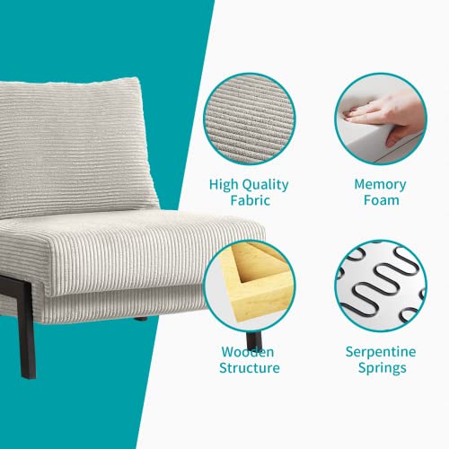 Balus Sofa Bed, 2 In 1 Multi Function Folding Chair Sleeper Bed, Modern Convertible Chair Bed With Adjustable Backrest, Memory Foam Sleeper Couch Bed Guest Bed For Small Room Apartment, Beige #TOP3