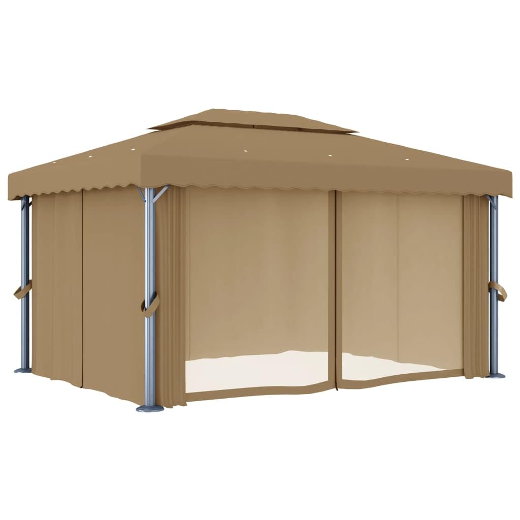 Altana z zasłoną szarą taupe aluminium 4x3 m