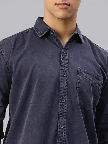Image of Majestic Man Men's Washed Cotton Twill Casual Shirt - Comfort | Pure Cotton | Slim Fit | Full Sleeve | Casual Wear