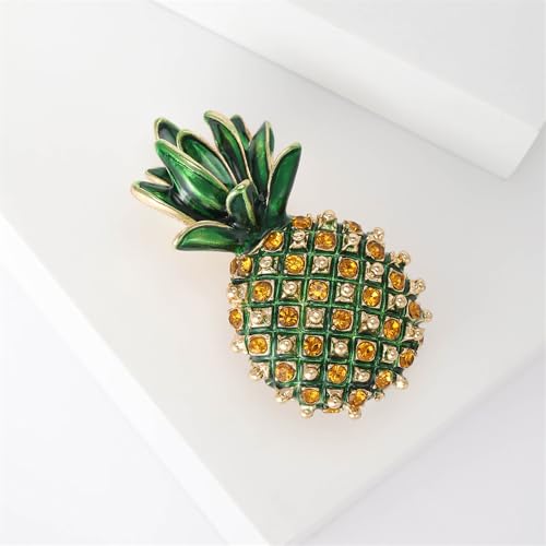 Image of Fashion Pineapple Brooch for Women Men Cartoon Fruit Brooches Lapel Pin Boutonniere Dainty Crystal Cubic Zirconia Clothing Bag Hat Accessories Wedding Bridal Banquet Clothing Decoration Unique Jewelry