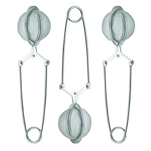 HIC Kitchen Snap Mesh Ball Tea Infusers, 18/8 Stainless Steel, For Loose Leaf Tea and Mulling Spices, Set of 3