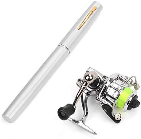 PiscatorZone Pen Fishing Pole 39 Inch Mini Pocket Fishing Rod and Mini Metal Spinning Wheel Travel Fishing Rod Set for Ice Fly Fishing Sea Saltwater Freshwater