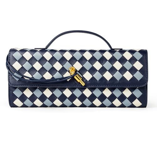 Image of Joryin Woven Purse for Women Evening Clutch Woven Leather Handbags Crossbody Bag Purse Formal Evening Bag, Vegan Leather
