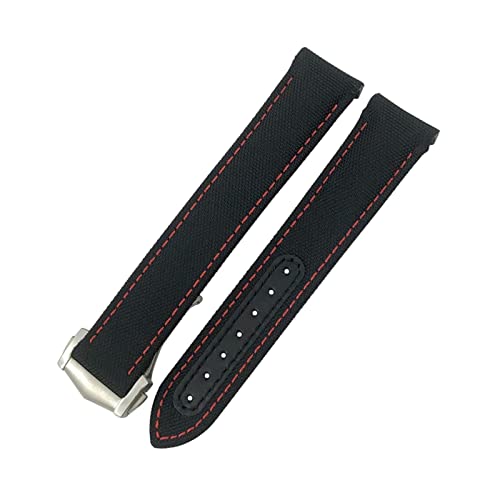Bracelet montre nylon 21mm bleu et rouge à bout incurvé pour montre de sport