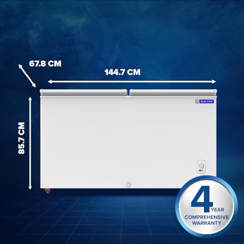 Image of Blue Star HT2-M425, 425 Liter Hard Top Double Door Deep Freezer (401 Liter, White, 2-star)