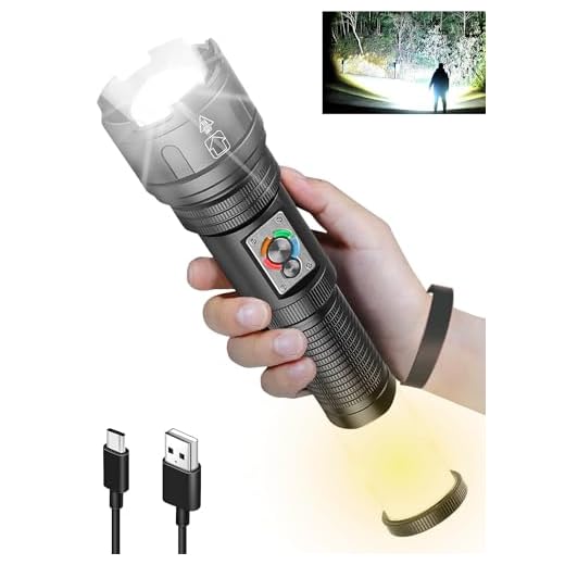 DOCOSS Metal C20 Led Torch Light 6-8 Hrs Work time,High Power Long Distance Rechargeable Powerful Bright Zoomable Flash Light Torch-Long Range Beam,Waterproof,Aluminium Body(Black)800 Lumen
