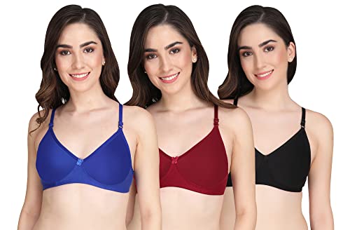 Image of Women Non Padded Bra - Made of Pure Cotton Full Coverage Non Wired Soft Cup for T-Shirt Saree Dress and for Everyday