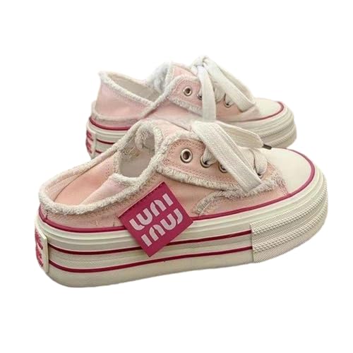 Womens Canvas Mules Sneakers,Wedge Slide Mules Soft Sole Comfortable Breathable Mesh Shoes Slip on Casual Fashion Lightweight Chunky Sneakers