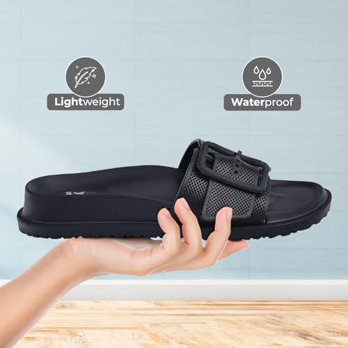 Image of YOHO Grape Sliders for Women & Girls | Stylish,Cushioned, Lightweight Slides & Waterproof Flip Flops | Adjustable Buckle | Comfortable Monsoon Footwear
