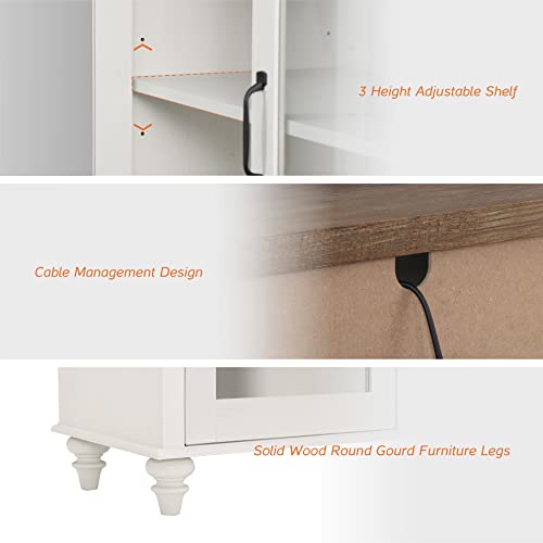 Led Tv Stand For 75 Inch Tv, Wood Tv Cabinet Entertainment Center For 70/65 Inch Tv, 2-In-1 Kitchen Buffet Cabinet With Glass Door For Dining Room & Living Room, White #TOP5