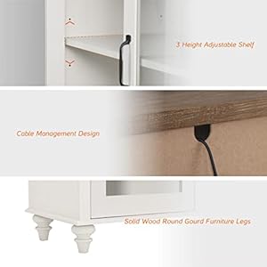 WAMPAT Buffet Cabinet with 4 Glass Doors Large Coffee Bar Tables Wood Kitchen Storage Cabinets with Storage Cabinets Modern Farmhouse Sideboard Credenza for Dining Room Off White 68 inch