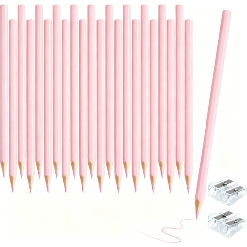 sqzrmdcg 24 PCS Macaron Pink Colored Pencils Pre Sharpened Pencil 2 HB - Ideal for Checking, Grading, Tests & Office/School Supplies