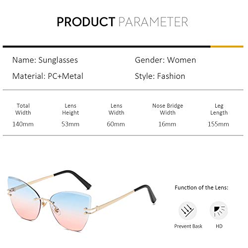 Óculos De Sol Das Mulheres,Sailsbury Moda Feminina Óculos De Sol UV400 Óculos De Armação Sem Moldura