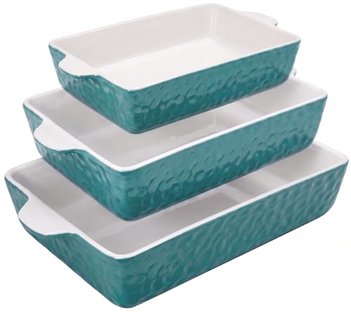 NutriChef 3-pc Casserole Dish Set for Oven, Ceramic Lasagna Baking Dishes, Deep Serving...