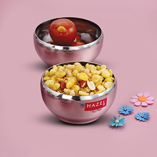 HAZEL Serving Bowl Set of 2 | Stainless Steel Bowl for Dessert, Cereal, Smoothie | Steel Katori Set of 2 | 150 ml Each, Silver
