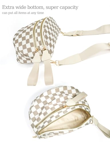 Image of FEIBOON Spacious Checkered Nylon Crossbody Bag Bum Bag Handbags Wallets for Women