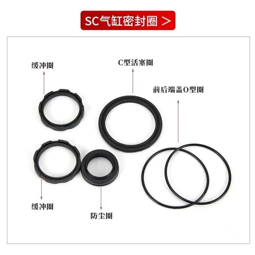 Kit de réparation de vérin pneumatique SC - Joint et segment de piston alésage 16mm - 4