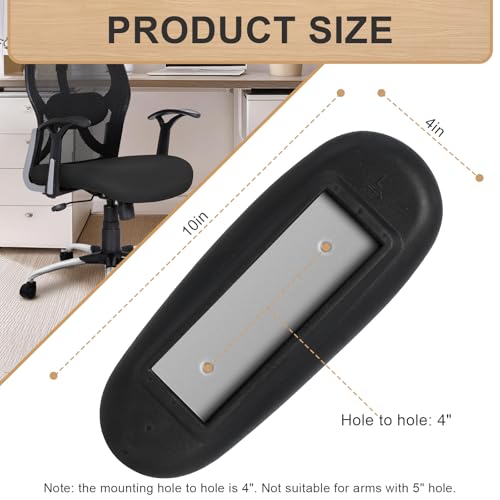 Office Chair Armrest Pads Replacement Fits Univeral Desk Chair Arms with Mounting Hole Patterns Screws, Desk Armrest Cover 4" x 10" (Pack of 2)
