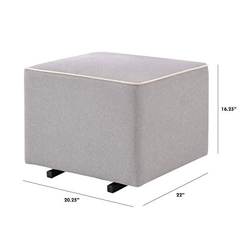Davinci Universal Gliding Ottoman In Grey With Cream Piping, Greenguard Gold & Certipur-Us Cerified #TOP5