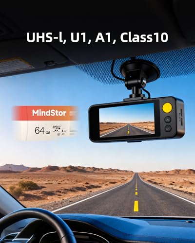 Image of Micro SDXC 64GB Memory Card, MindStor 90MB /s Read Speed TF Card with Adapter, U1, A1 Rated, HD Video Support, Waterproof, for Security Camera, Dash cam, 5 Pack