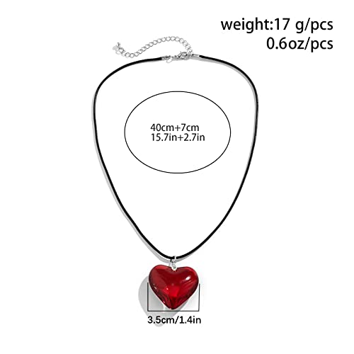 Mullike Chunky Puffy Heart Choker Necklace for Women Big Glass Heart Pendant Necklace With Elegant Braided Bow Adjustable Goth Black Velvet Chain Y2K Trendy Jewelry Gifts for Teen Girls3