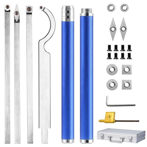 25 piezas Juego de Herramientas Torno para Madera, Herramientas de Torneado de Maderaincluye Cuchillo de Cuello de Cisne/Cuchillo Cuadrado/Cuchillo de Diamante/Herramienta de Torneado Redondo