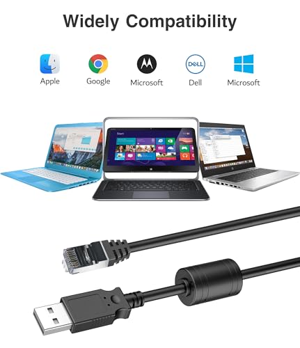 Image of APC UPS USB to RJ50 Control Cable (6FT /1.8M) for 940-0127B, 940-0127C, 940-0127E, APC UPS PowerChute Equivalent to AP9827,with Magnet Ring