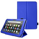 TECHGEAR Hülle für Neue Fire 7 Tablette 2022 (12. Generation) PU Leder Slim Hülle mit Ständer & Handschlaufe [Auto Schlaf/Wach] Schutzhülle Tasche für Amazon Fire 7