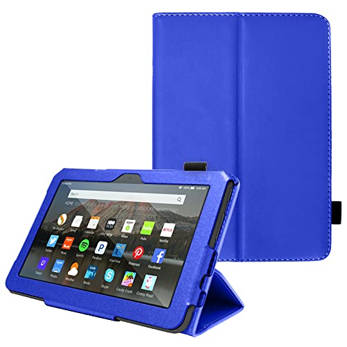 TECHGEAR Hülle für Neue Fire 7 Tablette 2022 (12. Generation) PU Leder Slim Hülle mit Ständer & Handschlaufe [Auto Schlaf/Wach] Schutzhülle Tasche für Amazon Fire 7