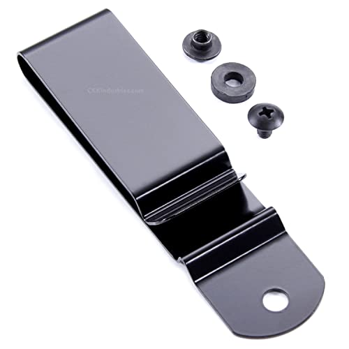 Universal Heavy Duty Metal Belt Clip - (Fits 1.75 inch Belts) - (Black) - (w/Hardware) - (1 Pack) - Replacement Steel Clip Holder for Holsters, Sheaths, Phone Cases