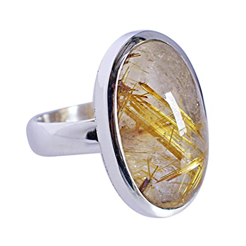 Bague rutile doré en argent sterling 925, le bijou idéal au quotidien