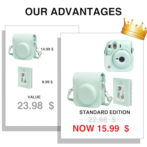 Funda para cámara Mini 12 Fujifilm Instax, verde menta miniatura 2