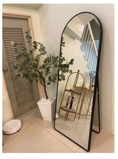 HD Glass Metal Floor Mirror with Stand for Living Room, Full-Length Standing Mirror for Bedroom, Black, 18x60-picture-32